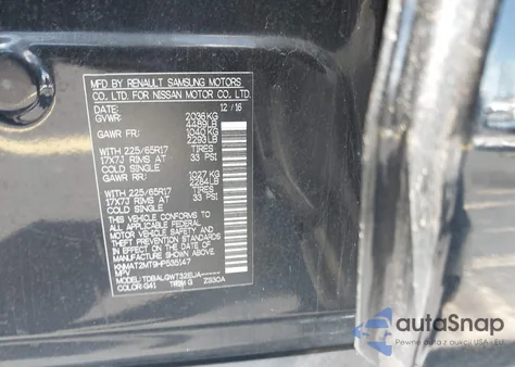 2017 Nissan Rogue Sv z USA, uszkodzony, nr VIN KNMAT2MT9HP535147